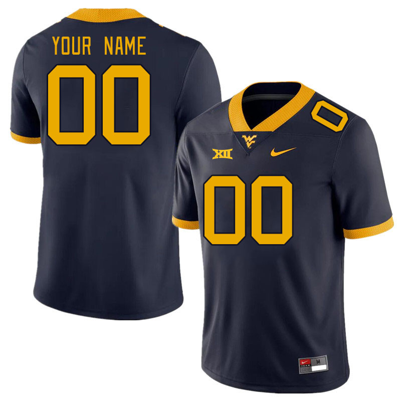 Custom West Virginia Mountaineers Name And Number College Football Jerseys Stitched-Navy - Click Image to Close